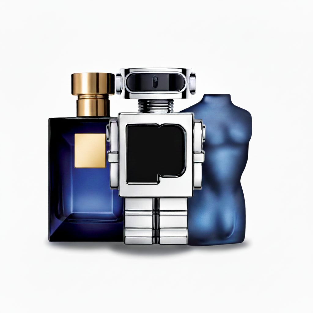 SET MIT 3 Düfte: Holzig-aromatisches Herrenparfüm, Futuristisches Eau de Toilette und Intensives orientalisches Eau de Parfum