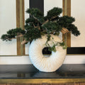 Große Ewigkeitsvase mit hängendem Mini-Bonsai und Treibholz